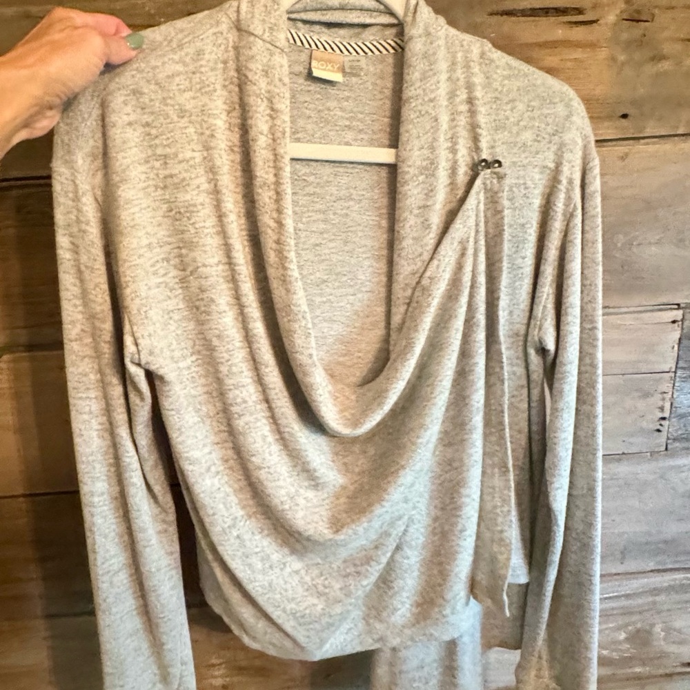 ROXY super soft heather grey wrap sweater/cardigan, size Small, EUC